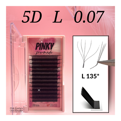 5D W Pre-made Curbură L | Efect eyeliner subțire | Look natural & elegant | extensii gene