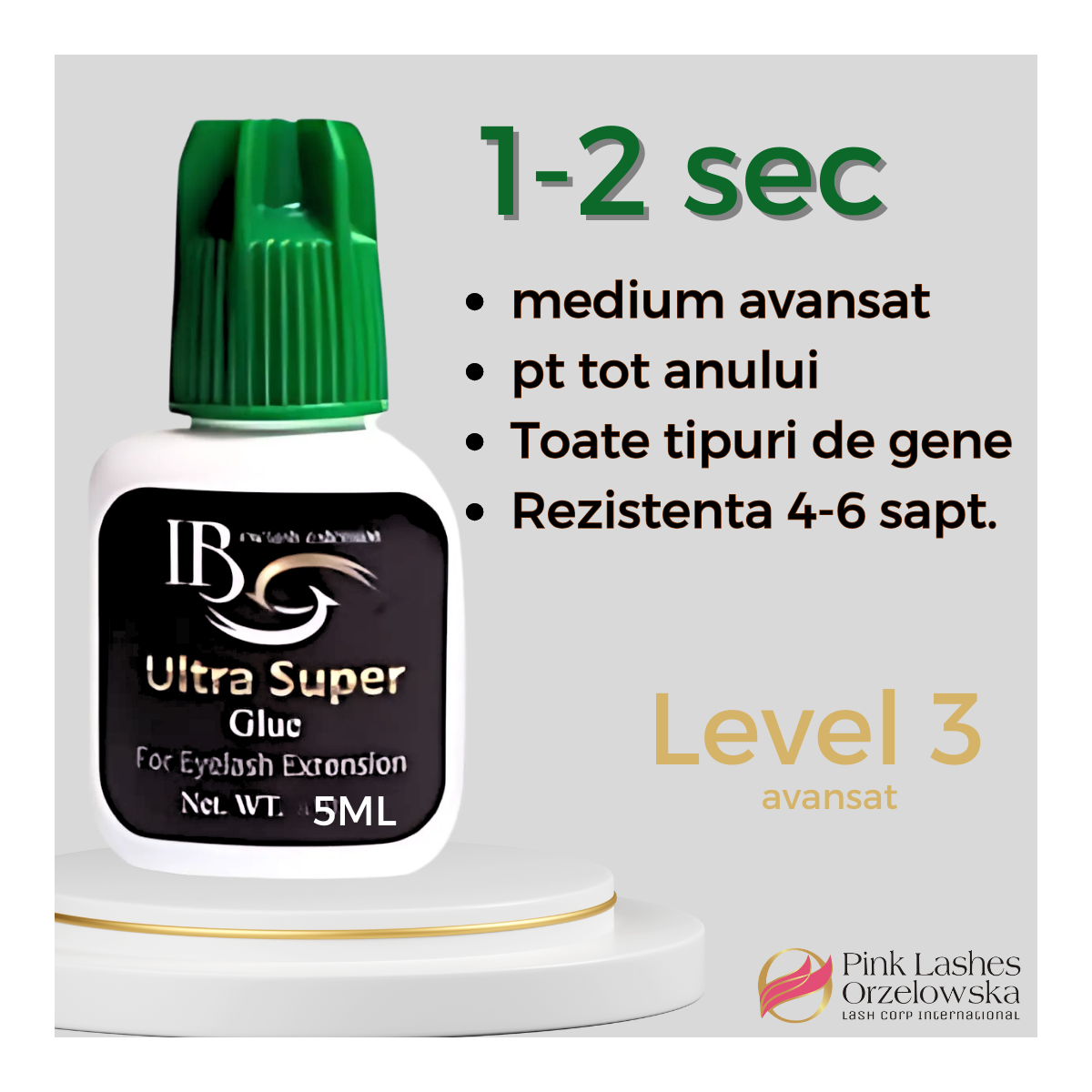 5ml Adeziv Ultra Super, uscare 1-2 sec , iBeauty, capac verde, rezistenta 4-6 saptamani, lipici pentru avansati