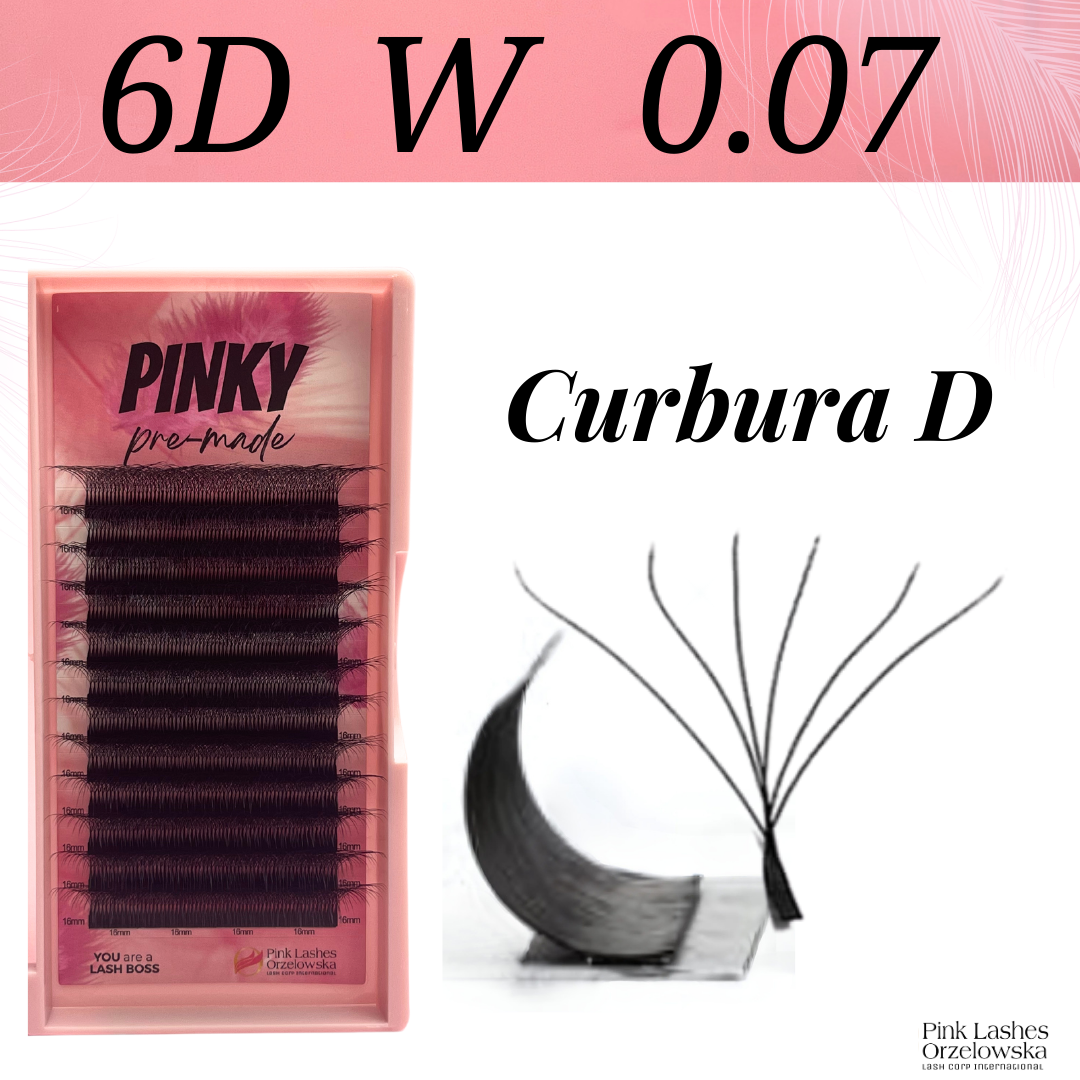 Pre-made Curbura D Pinky - Extensii gene gata facute