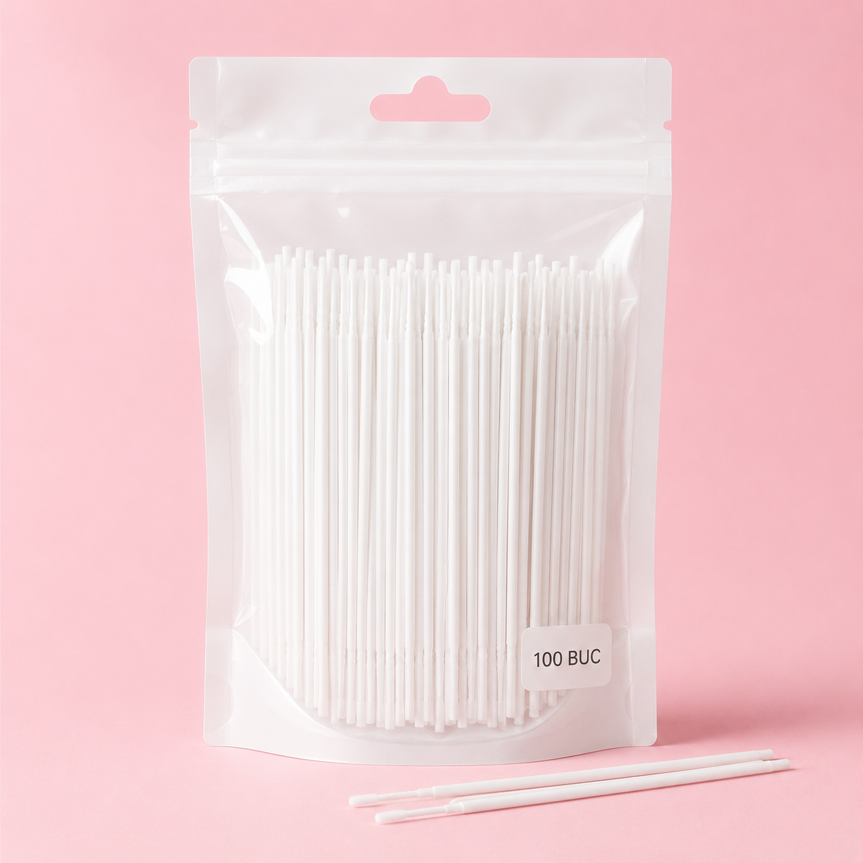 Microbrush long head, albe - set 100 buc