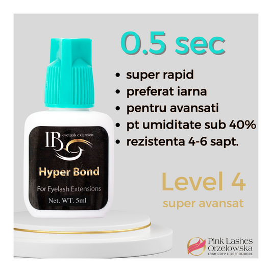 Adeziv Hyper Bond 5ml, iBeauty, 0.5 sec, capac turcoaz, / mega volum/ aplicare rapida a extensiilor de gene