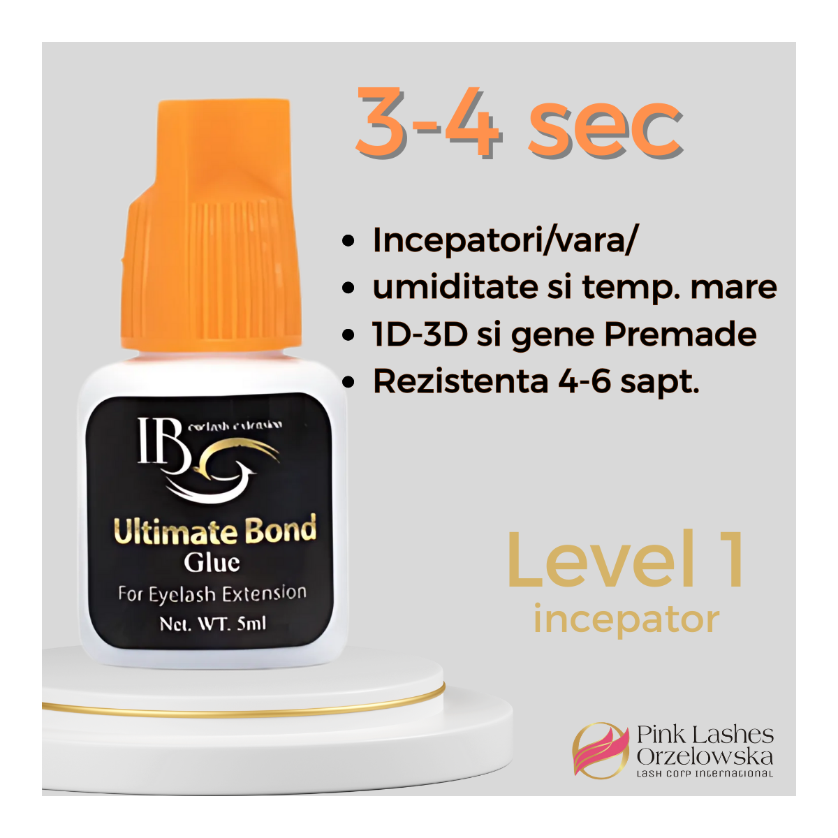 Adeziv pentru incepatori/vara/umidiatate mare/1D-3D Ultimate Bond 5ml, uscare 3 sec, iBeauty