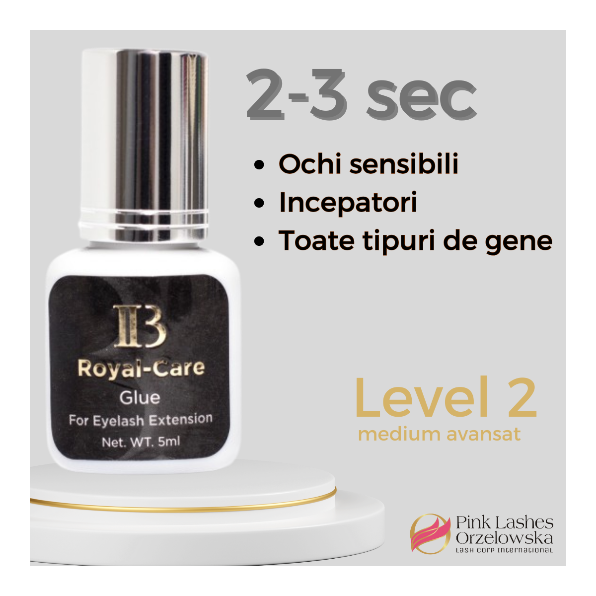 Adeziv Royal Care Sensitive, 5ml, uscare 2-3 sec, iBeauty, mai putini vapori,nu se agita, pentru ochi sensibili