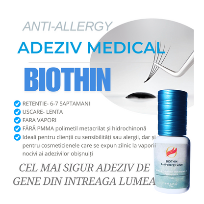 BioThin - Medical, AntiAlergic Cele mai sigur din lume Adeziv extensii gene 5ml