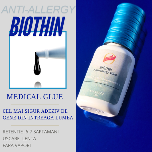 BioThin - Medical, AntiAlergic Cele mai sigur din lume Adeziv extensii gene 5ml
