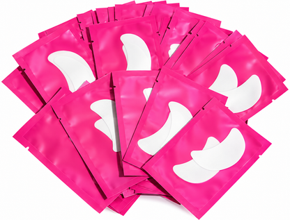 50 buc. PINK EYE PATCH-uri Pink Lashes – Formă Simetrică, Pretăiate, Anti-Alunecare Boat Shape (Barcuta)