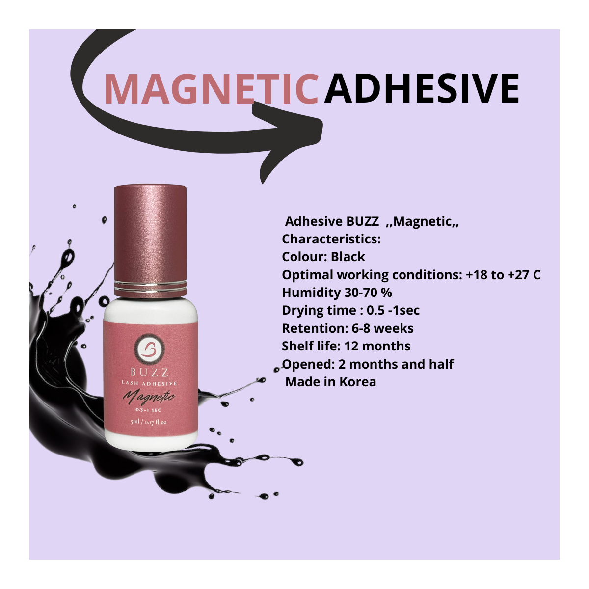 BUZZ Magnetic, Adeziv Extensiii gene 0.5-1 sec -5 ml