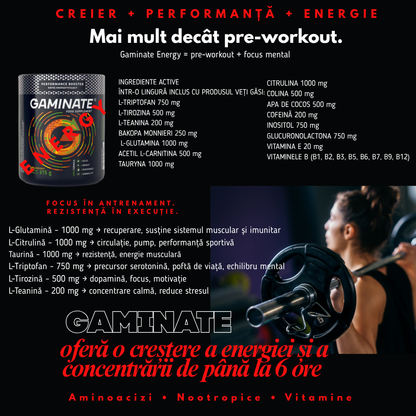 GAMINATE ENERGY -PERFORMANTA FIZICĂ + 6 orele de  FOCUS, CONCENTRARE și ENERGIE MENTALĂ