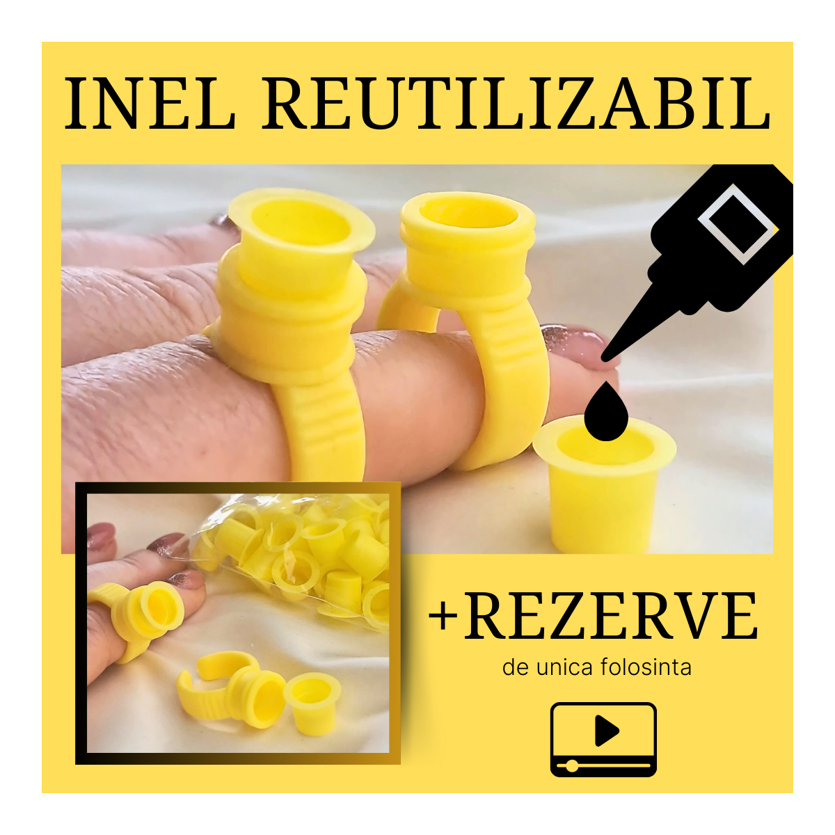 Inel /rezerve galbene - pentru adeziv extensii gene
