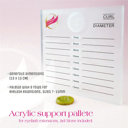 Paleta dubla cu piatra jad, suport pentru extensii gene, 7-15mm, cu loc special pentru piatra jad, Acrylic