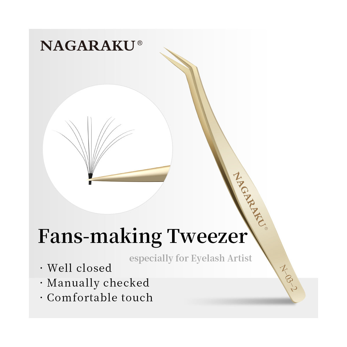 Penseta N-03-2 cu prindere precisa Nagaraku, pentru extensii gene