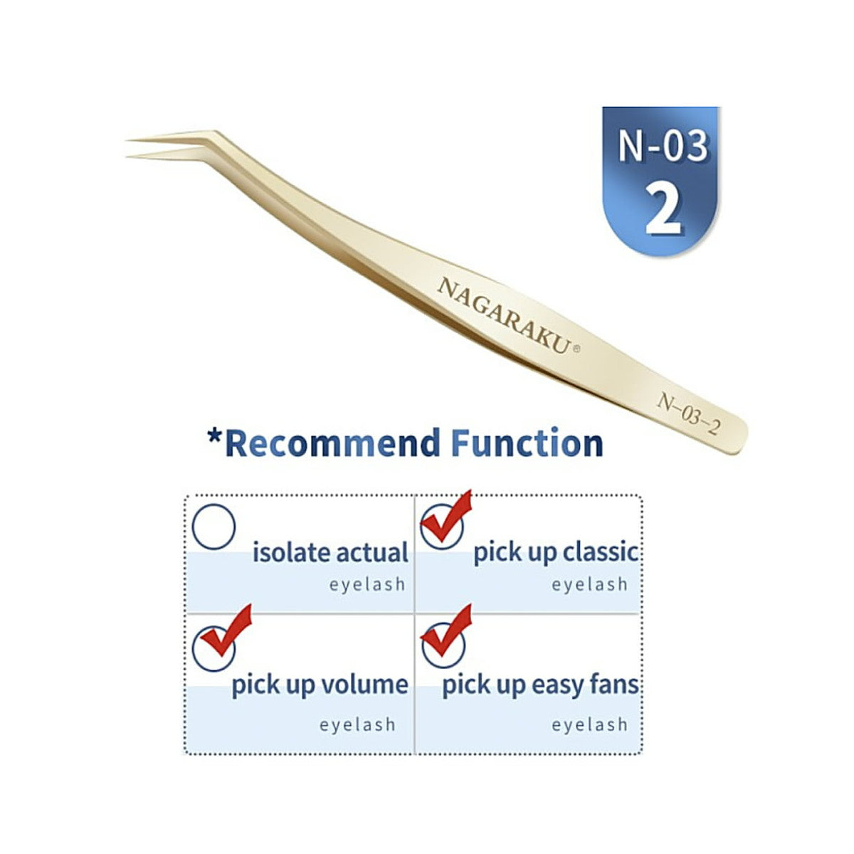 Penseta N-03-2 cu prindere precisa Nagaraku, pentru extensii gene
