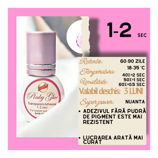Pinky Glue 1-2 sec, adeziv cu nuanta roz-transparent 5ml puternic