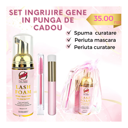 Set Spuma de curățare ingrijire gene, în punga de cadou, Lash Shampoo cadou pentru clientele tale.